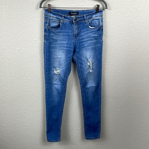 April Jeans Juniors Distressed Skinny Mid Rise Sz 3 - Picture 1 of 11